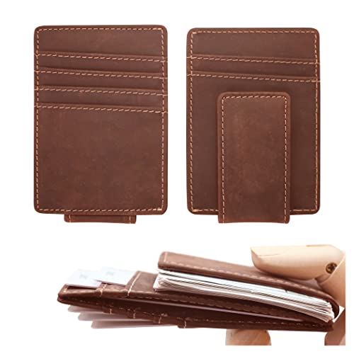 OXA Leather Money Clip Minimalist Handy Wallet with a Cash Clip and 6 Other Card Slots | Crafted From Genuine Leather | Easy To Reach | Gracious Stitching | for Both Women & Men |