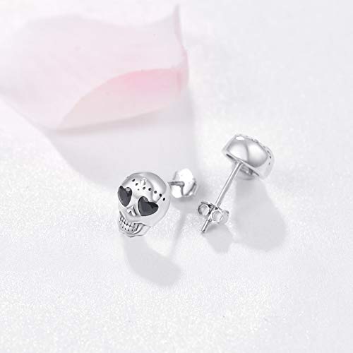 Cuoka Skull Studs Earrings 925 Sterling Silver Skeleton Earrings Hypoallergenic Gothic Punk Skull Jewelry Gift For Men Women With Gift Box #TOP1