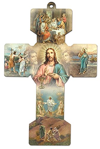Catholic Gift Shop Mysteries of Light Wooden Wall Cross & Lourdes Prayer Cards