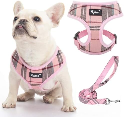 PUPTECK Dog Harness Small Dog Soft Mesh Pet Puppy Cat Comfort Padded Vest No Pull Harnesses and Lead Set