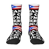 asbwuo Ich kann nicht ruhig bleiben, ich bin Puerto Ricanerin – mittellange Socken mit hoher Elastizität und Atmungsaktivität, ohne Druckstellen an den Füßen – Unisex, Weiß