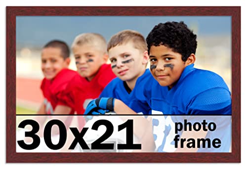 CountryArtHouse 30x21 Frame Brown Mahogany Picture Frame - Solid Wood Frame Kit Includes UV Acrylic Plexiglass, Acid Free Foam Backing Board and Hanging Hardware