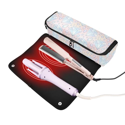 Estuche de viaje 2 en 1 para rizador con almohadilla resistente al calor, organizador portátil para herramientas de peinado como planchas y rizadores miniatura 2