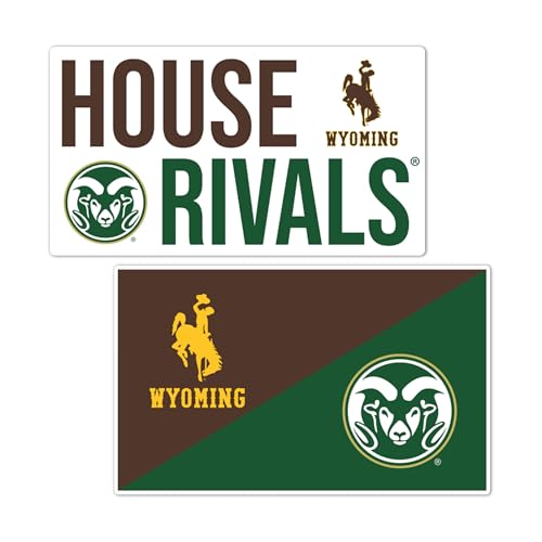 Desert Cactus University of Wyoming and Colorado State University Sticker UW Cowboys CSU Rams Vinyl Decal Laptop Bottle Car Scrapbook (House Rival - 4in A)