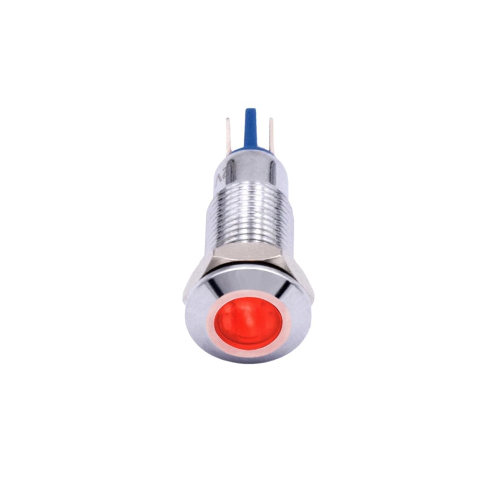 Voyant lumineux en métal étanche de 8 mm, rouge vert bleu jaune blanc LED chrome voyant d'avertissement lampe témoin 3 V 6 V 12 V 24 V 220 V(Red,3-6V DC AC)