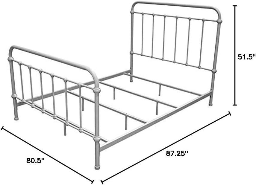 Furniture of America Overtown Metal Bed, Eastern King, Vintage White