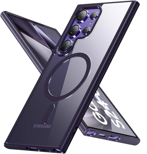Image of DIZORO Samsung S24 Ultra Case,Compatible with Mag Safe, Non Yellow Military-Grade Drop Protection & Hard PC Back Cover Slim Transparent Anti-Scratch Shockproof Phone Case Deep Purple