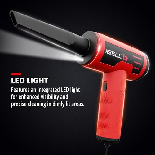 Image of iBELL AD20-10 High Efficiency Compressed Air Duster with 220W Brushless Motor,20000-105000 RPM,3M Cord,Lightweight,Portable Air Blower for PC Electronics Car Inflatables, Grille Protection.