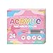Bvizyelck Pennarelli acrilici | 24 colori pennarelli per tela, a base d'acqua, resistenti sbiadimento, con punta morbida, pennello per graffiti per progetti scolastici, decorazioni in ceramica immagine