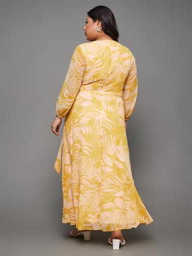 Image of Miss Chase A+ Women's Bohemian V-Neck Flutter Sleeve Chiffon Relaxed Fit Wrap Maxi Dress