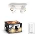 Produktbild Philips Hue White Ambiance Buckram Spot 4 flg. weiß 4x350lm inkl. Dimmschalter, dimmbar, alle Weißschattierungen, steuerbar via App, kompatibel mit Amazon Alexa (Echo, Echo Dot)