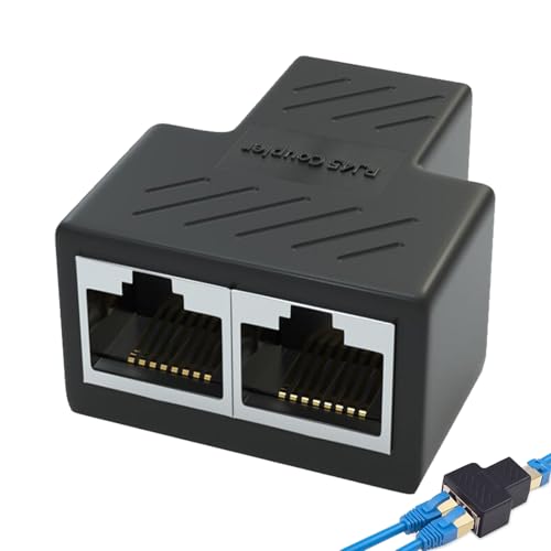 Prise Ethernet Double,1 Pièces Repartiteur Cable Ethernet RJ45,Répartiteur RJ45,Adaptateur d'Accès Simultané 1 à 2 Ports,Coupleur Raccord vers LAN...