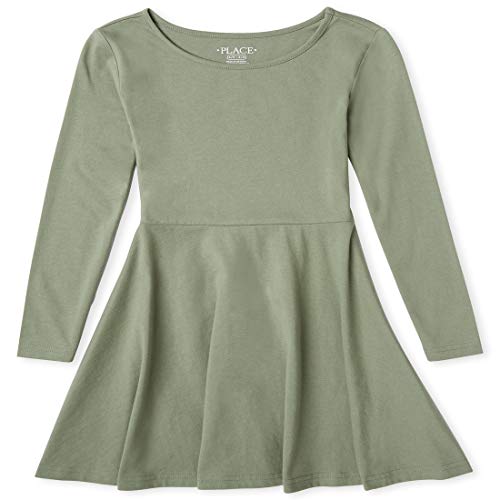 The Children's Place Girls' Essential Skater Dress Olive Press - Want It All The Children's Place Girls' Essential Skater Dress Olive Press - Want It All