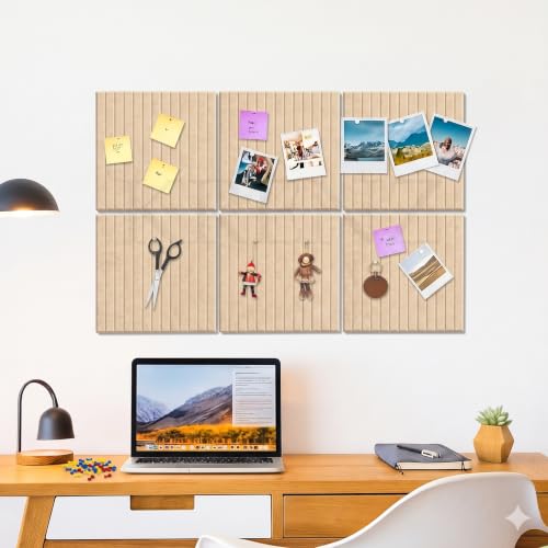 Image of KRENZ Self Adhesive Bulletin Notice Board (30 X 30 Cm) with Drawing Pins List Board for Wall Vision Board for Manifestation Wall Boards Message Board for Office School Collage (4, Cream Line)