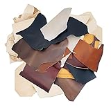 ELW Oil and Vegetable Tanned Mix Color Leather Scrap | 4-6 oz (1.6-2.4 mm) Medium Weight | Size: 2 LB Weight | Genuine Cowhide Full Grain Leather Remnants for Crafting | Color: Mixed Earth Tone