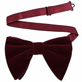 AUSKY Oversized Pre-tied Bow ties, Adjustable Velvet Formal Big Bowtie for Men or Boys (Dark Red, Ve