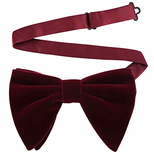 Ausky Oversized Pre-Tied Bow Ties, Adjustable Velvet Formal Big Bowtie For Men Or Boys (Dark Red, Velvet) #TOP18