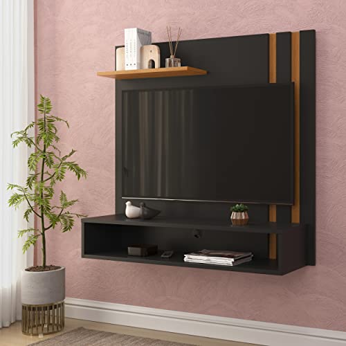 Painel Para Tv 32 Polegadas Sun Dubai Wood Luxo (Preto/Nature)