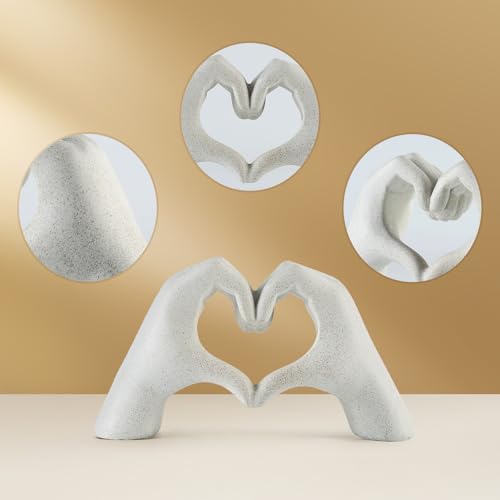 Escultura Moderna Manos Corazón Blanca 9.4 pulgadas miniatura 4