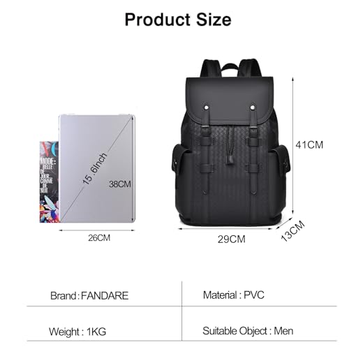 Heavy Duty PVC Backpack Business Casual Laptop backpacks Travel Rucksack for men Laptop Rucksack Work bag Waterproof Expandable Backspack Daypacks Black A4
