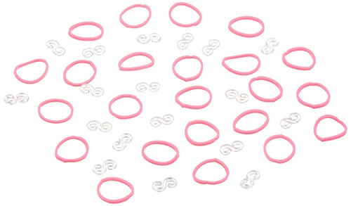 Bluedot Trading 1200-Piece Do-It-Yourself Bracelet Kit Refill Pack Rubber Band and S-Clips for Loom Art/Kids Craft with Rainbow, Pink