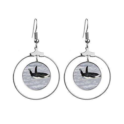 Boucles d'oreilles pingouin antarctique noir pendantes en émail pour femme