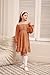 GRACE KARIN Girl Fall Dresses Long Sleeve Ruffle A Line Swing Flowy Solid Burnt Orange 10Y