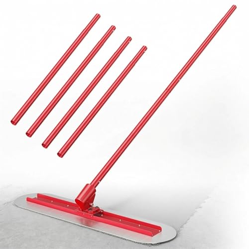 Stainless Steel Concrete Bull Float Tools 120x30cm Round End Bull Float with 4 Float Handles & Angle Adjustable Bracket Smooth & Efficient Concrete Finishing Tools for Concrete Finishing