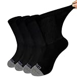LOFIR Diabetic Socks for Men Women: Soft Extra Wide Top Socks - Non Elastic Loose Fit Gentle Cotton Seamless Padded for Swollen Feet and Ankles Black Size 9-11 4 Pairs