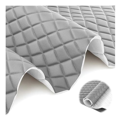 Matériau d'ameublement imperméable similicuir gris et tissu brodé rembourré mousse au mètre