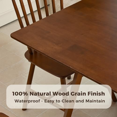 Image of DELAVIN 70.8 Inch Large Solid Wood Dinner Table for 6-8 People, Modern Oak Kitchen Table with Natural Wood Grain, Luxury Rectangular Dining Table for Family, Office, Party, Easy Assembly, Walnut