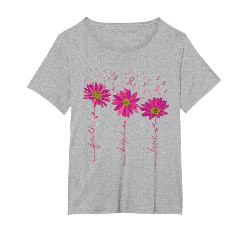 Faith Hope Love T-shirt fiore margherite cancro al seno Maglietta