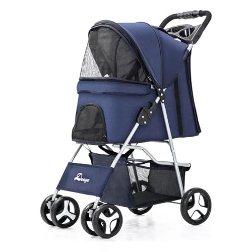 NOVAKA Cochecito Plegable de 4 Ruedas para Perros Pequeños y Medianos y Gatos, Red Superior Extraíble, Tejido de Malla...