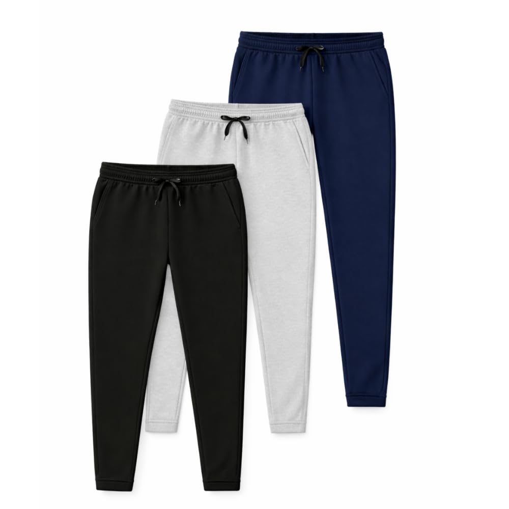 Track Pants for Boys | Kids Cotton Lower Pack of 3 | Soft Track Pants with Zipper Pocket & Drawstring | Everyday Active Wear for Boys & Girls-picture-22