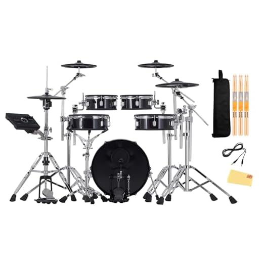 Roland VAD307 V-Drums Acoustic Design Electronic Drum Set Bundle with 3.5mm Audio Cable, Drumstick Bag, 3 Pairs of Drumsticks, and Austin Bazaar Polishing Cloth