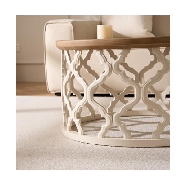 Table Basse Ronde, Table de Salon en Bois avec Pieds ajourés, Table Basse Moderne avec Bords surélevés pour Salon ou Chambre à Coucher, Table Basse Ronde Ø76x41cm (Ø76x41cm)