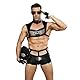 Moinha Herren Erotische Dessous Set 6 Stück Cosplay Tanga für Mann Sexy Elasticated Polizei Kostüm Outfit Dessous Mode Sexy Unterwäsche für Männer Sex Herren Body Harness Polizist Uniform Schwarz