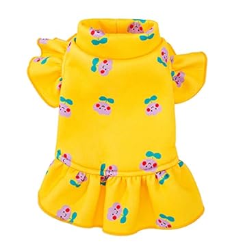 PETANGEL Cartoon Floral Fashion Frock for Puppy & Small Dog, Fleece Dress for Small Dogs, Cute Princess Spring, Autumn and Winter Dog Apparel For Shih Tzu, Poodle, Pug (Size: 2XL,Chest:57cm,Length: 42cm)