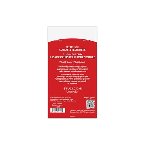 Image of Studio Oh! Stars & Stripes Set of 2 Hanging Car Air Freshener, Long-Lasting Fragrance, Odor Eliminator, Scented Car Accessory for Auto Interior, Decorative Air Freshener, 4 x 7.5 in
