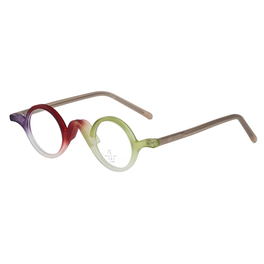 Małe okrągłe okulary damskie vintage z przezroczystymi soczewkami Tr90, oprawki do okularów dla mężczyzn, octan CP (fioletowo-czerwono-zielony)