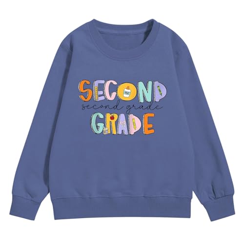 Girl's Preppy Print Letter Crewneck Sweatshirt Long Sleeve Drop Shoulder Pullover First of Day School Shirt Tops2