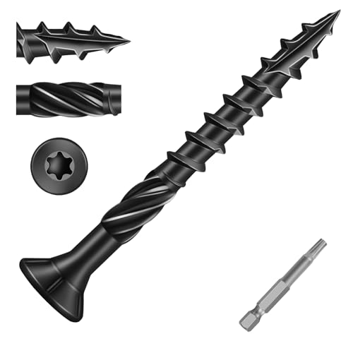 Image of #8 x 1-1 /4 inch Heavy-Duty Deck Screws - Black Outdoor Wood Screws, Torx Drive with T25 Bit, Rust Resistant for Wood Decking and Fence (2lb,371Pcs)