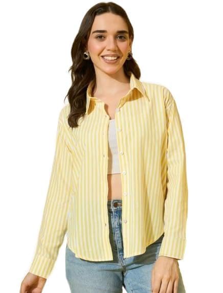 Women's Cotton Striped Oversized Button-Down Shirt, Full Sleeve, Casual and Office Wear-picture-42
