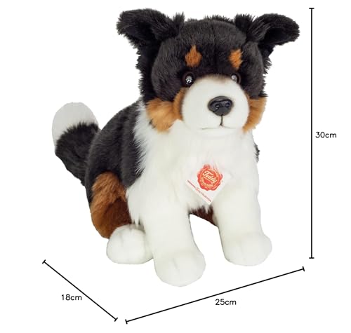 Teddy Hermann 91956 Hund Border Collie Tri-Color sitzend 30 cm, Kuscheltier mit idealem Recyclinganteil (Füllmaterial)