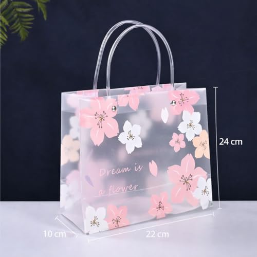 Image of SATYAM KRAFT 4 Pcs Transparent Bag Goodie Bags With Handle Gift bag, hamper bag, Carry Bags, shopping gift bag, gift for Gifting, Presents, Return Gifts, Birthday, Party, Festivals (Pink)