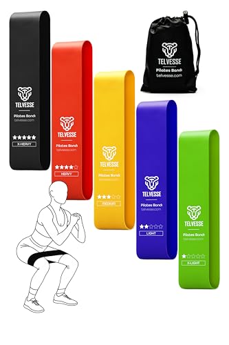 5’li Çantalı Pilates Direnç Bandı Seti | Egzersiz Squat Aerobik İçin Kapalı Uç Loop Lastik Mixed