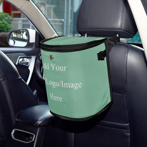Image of Wudan Custom Sage Green Garbage Trash Can with Lid Lid Leak Proof Trash Can Bin for Women Car Interior Accessories