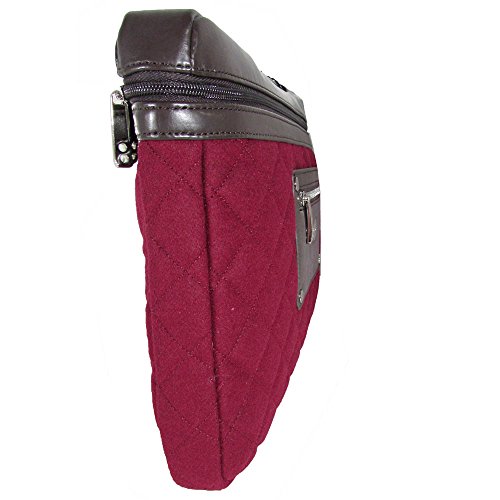 Knomo London Womens Slim Small Quilted Felt 13-14" Laptop Sleeve Bag, Berry #TOP2