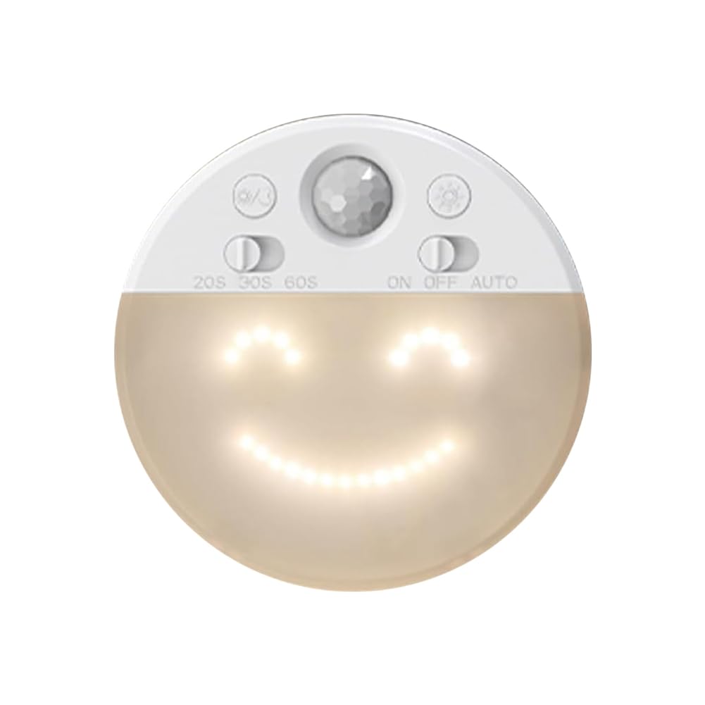 IJSDNVJNDX Motion Sensor LED Night Light with 4 Expression Dimmable Hallway Light Rechargeable LED with Timer