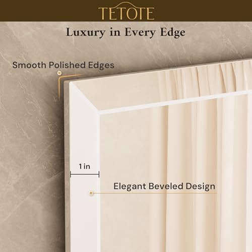 Image of TETOTE 40 inch x 30 inch Bathroom Vanity Mirror Beveled Frameless Rectangle Tempered Wall Mirror for Vanity, Bathroom, Horizontal /Vertical